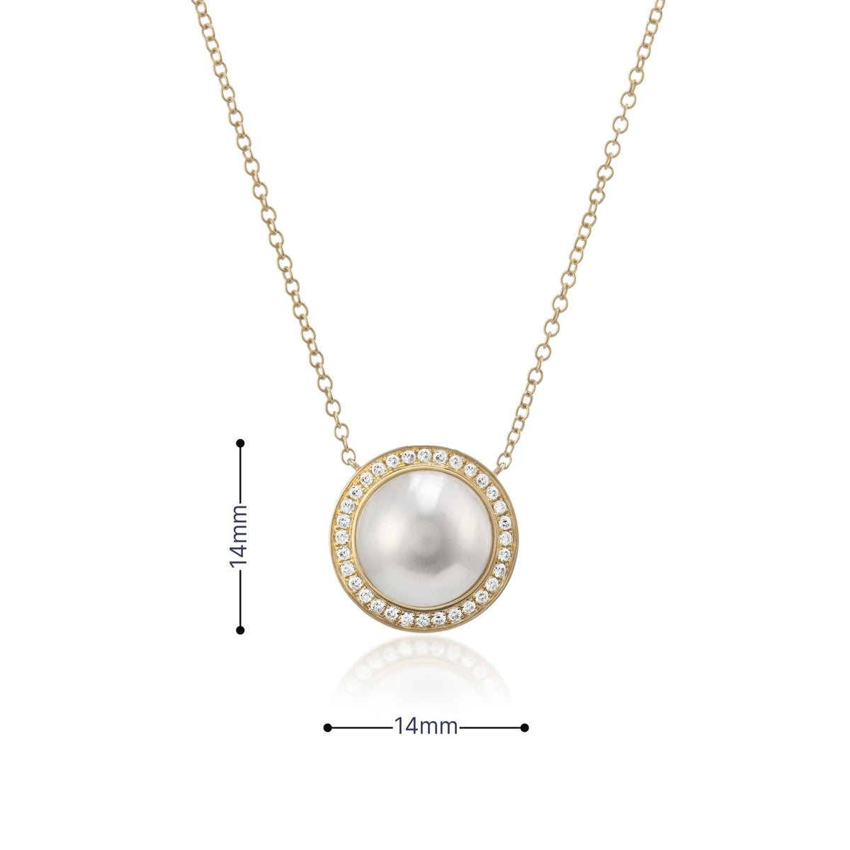 9ct Yellow Gold Pearl & Diamond Halo Pendant & Necklace - 0.20ct