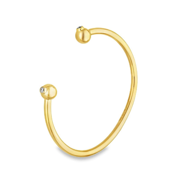 9ct Yellow Gold Diamond Torque Bangle - 16.5cm - 16.1g