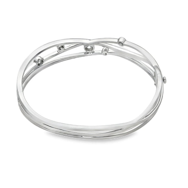 18ct White Gold Lunar Diamond Bangle – 17cm – 30.2g
