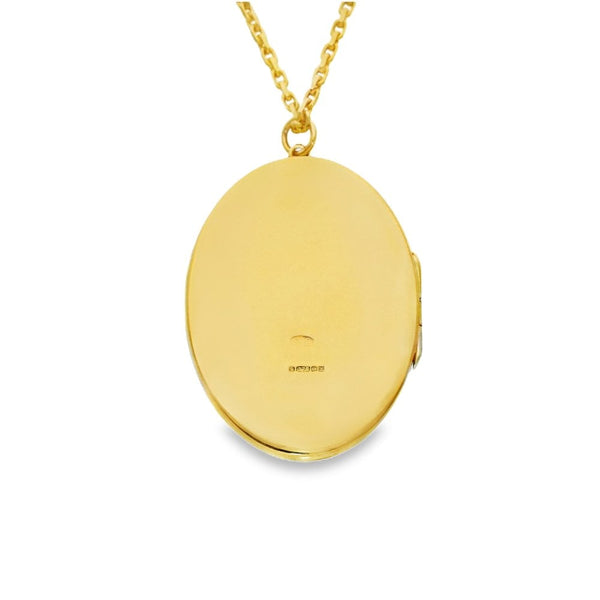 9ct Yellow Gold Feather-Engraved Locket & Chain - 33x46x4mm -22"