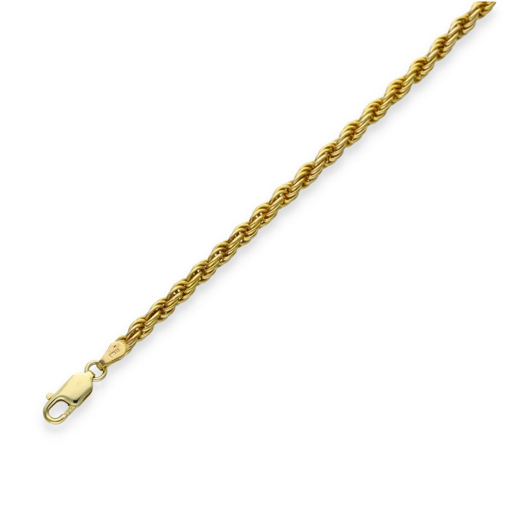 9ct Yellow Gold Solid Rope Bracelet - 8" - 7.9g