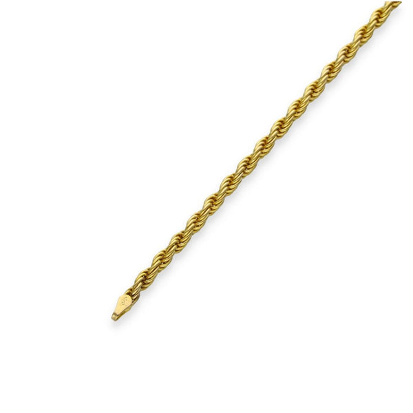 9ct Yellow Gold Solid Rope Bracelet - 8" - 7.9g