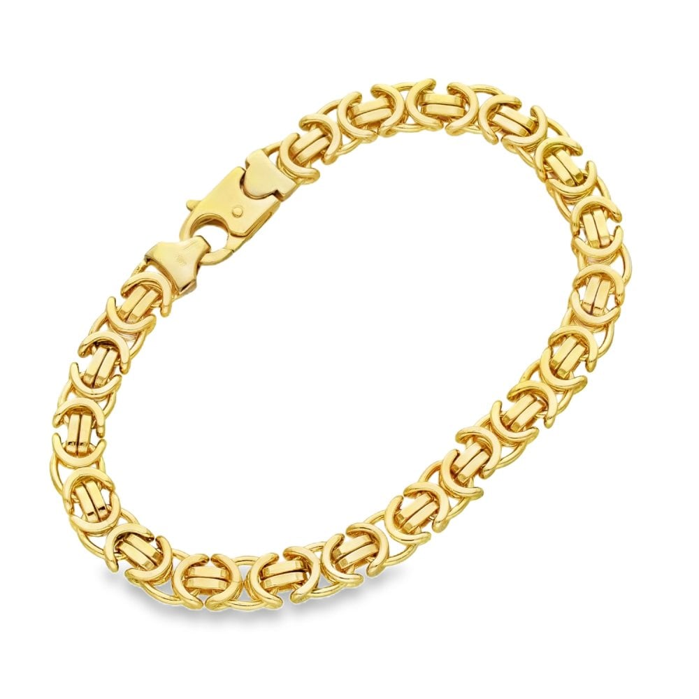 9ct Yellow Gold Flat Byzantine Bracelet - 8" - 22.5g