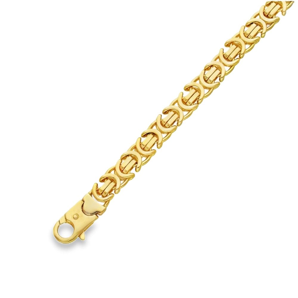 9ct Yellow Gold Flat Byzantine Bracelet - 8" - 22.5g