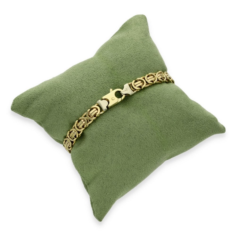 9ct Yellow Gold Flat Byzantine Bracelet - 8" - 22.5g