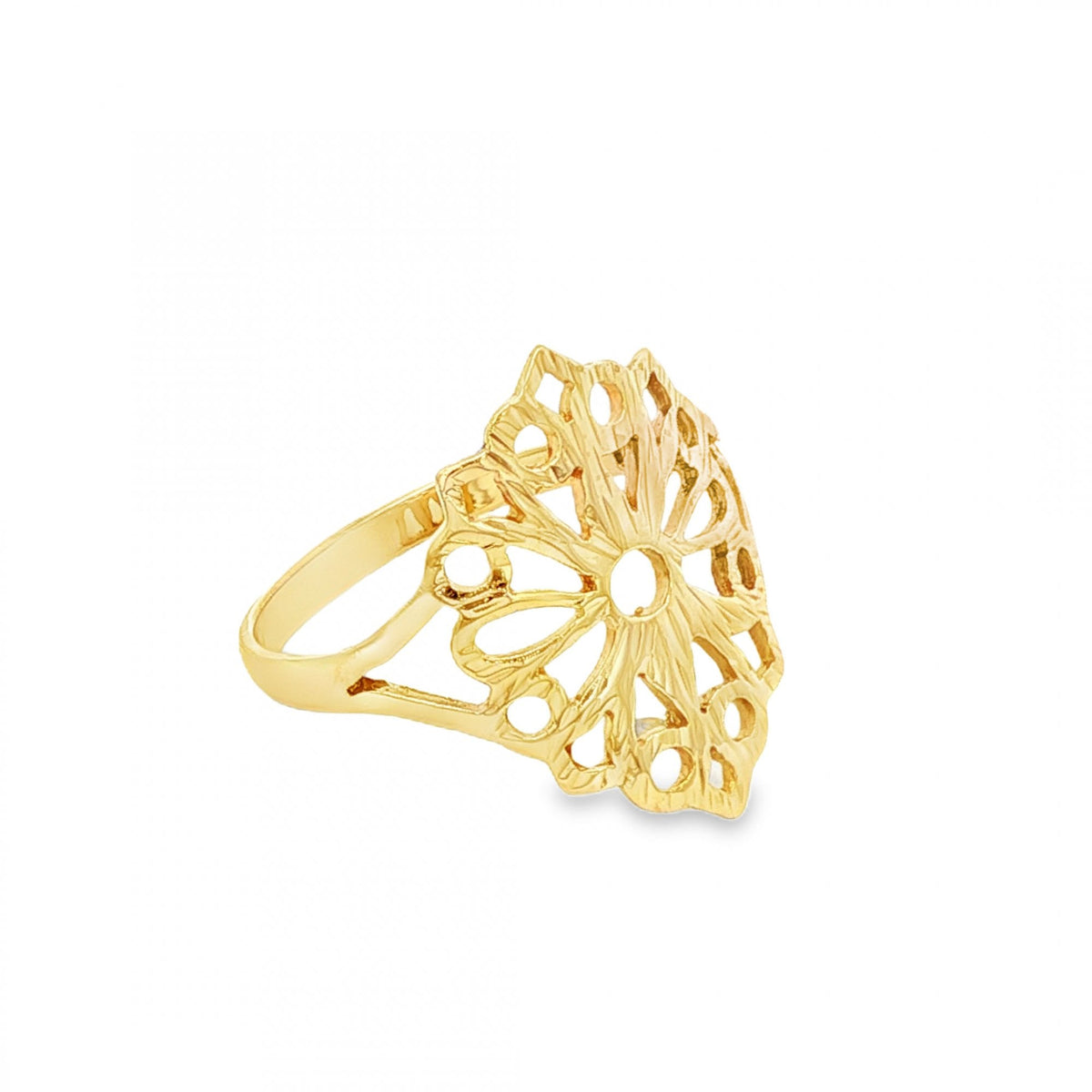 9ct Yellow Gold Filigree Ring - Size N½ - 1.9g