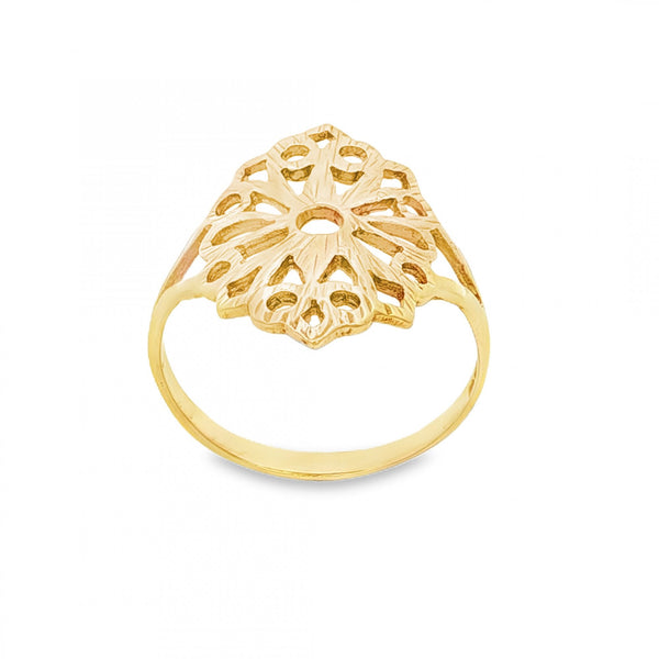 9ct Yellow Gold Filigree Ring - Size N½ - 1.9g