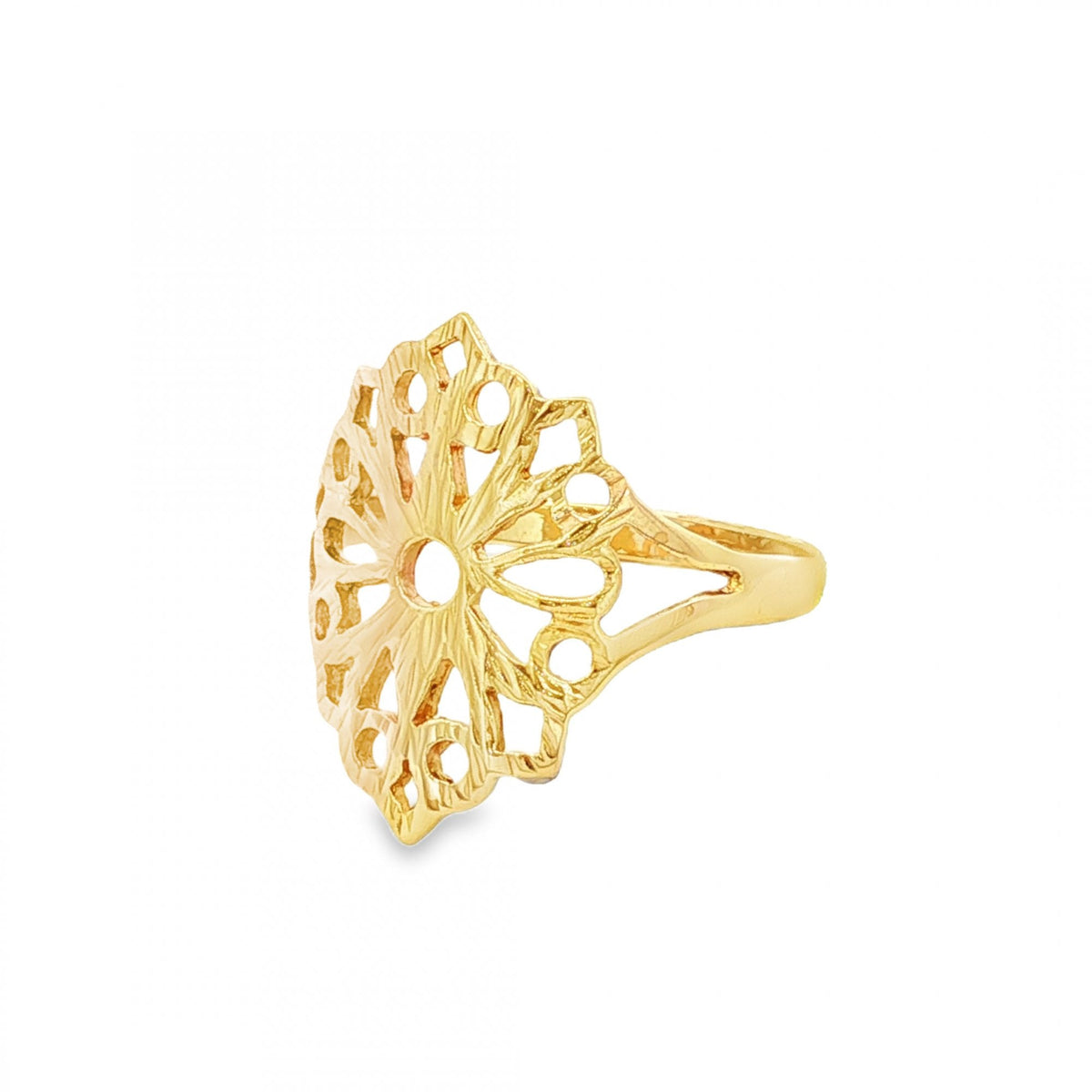 9ct Yellow Gold Filigree Ring - Size N½ - 1.9g