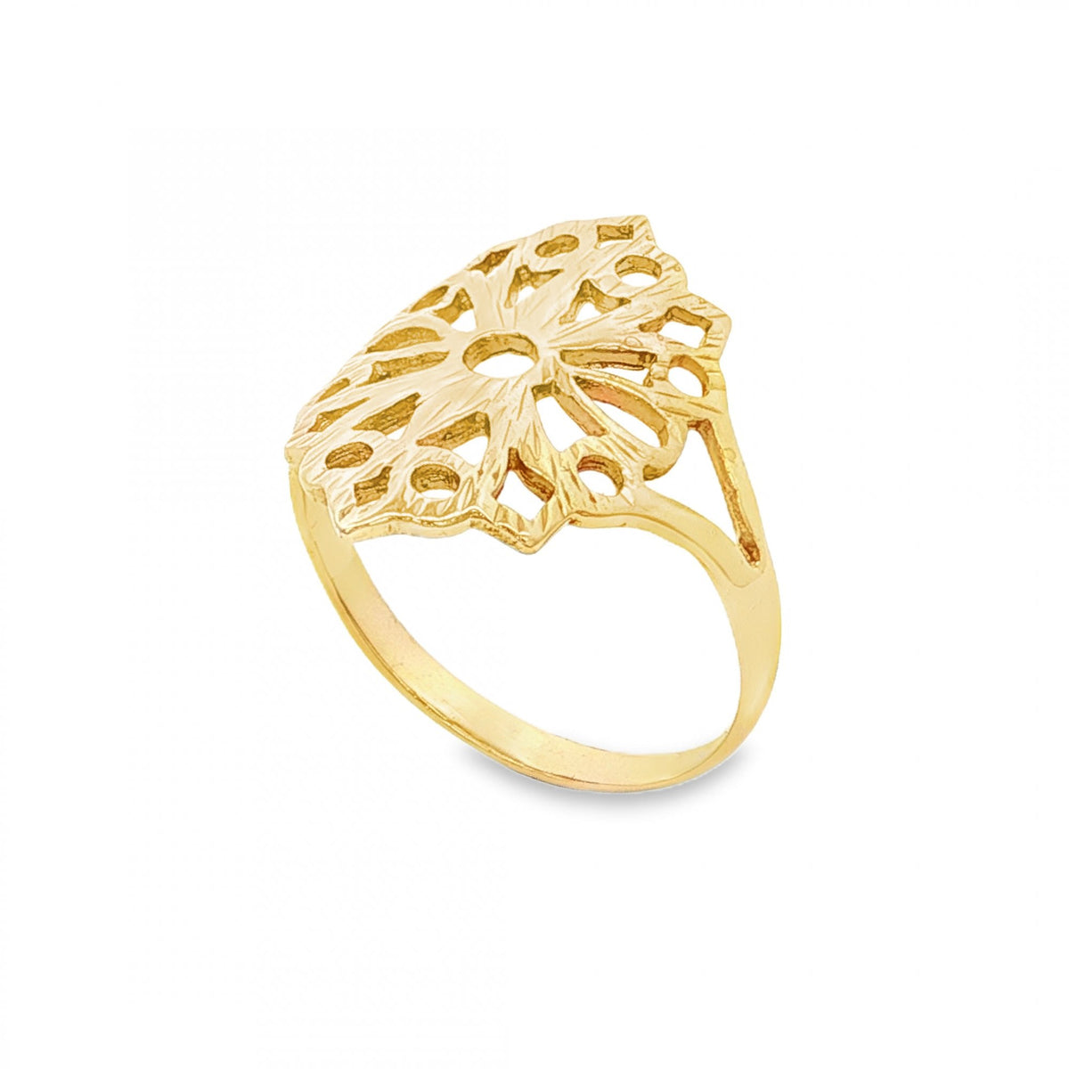 9ct Yellow Gold Filigree Ring - Size N½ - 1.9g