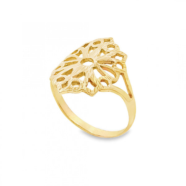 9ct Yellow Gold Filigree Ring - Size N½ - 1.9g