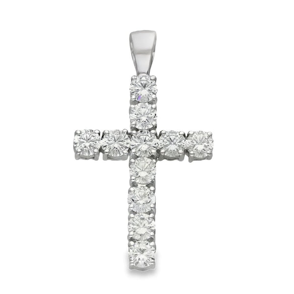 18ct White Gold Diamond Cross Pendant - 19x33x4.5mm - 1.98ct
