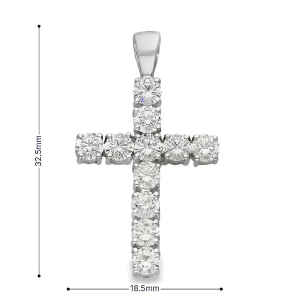 18ct White Gold Diamond Cross Pendant - 19x33x4.5mm - 1.98ct