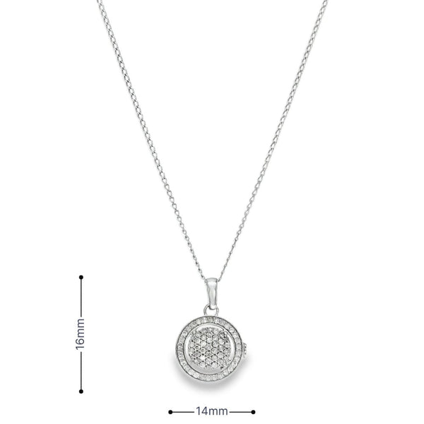 9ct White Gold Diamond Cluster Pendant & Necklace - 18" - 0.45ct