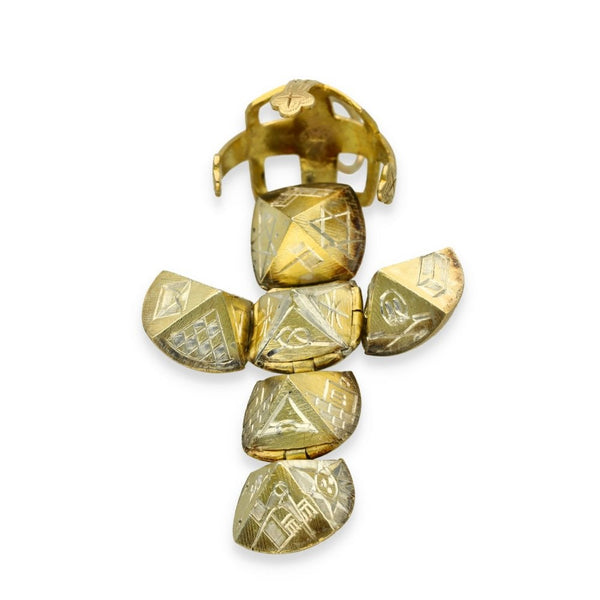 9ct Yellow Gold & 925 Silver Masonic Ball Pendant - 11.6g