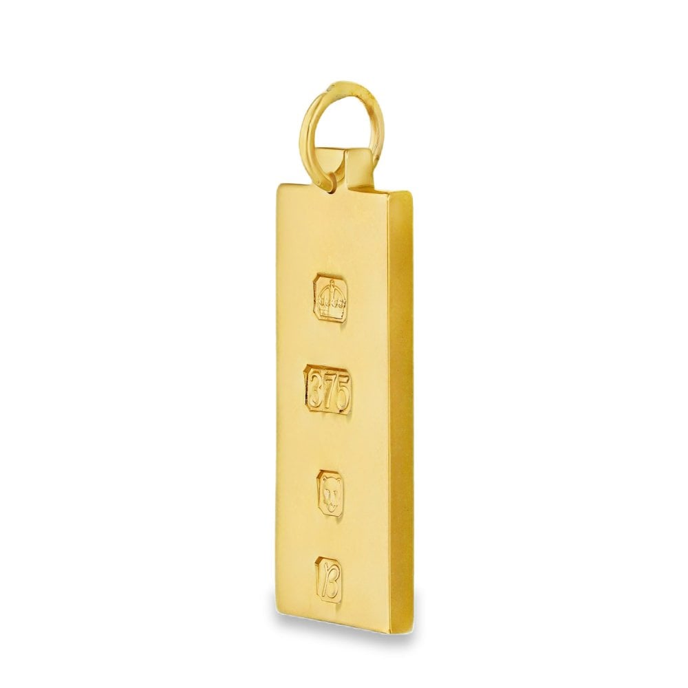 9ct Yellow Gold Heavy Ingot Pendant - 19x48x3.5mm - 34.2g