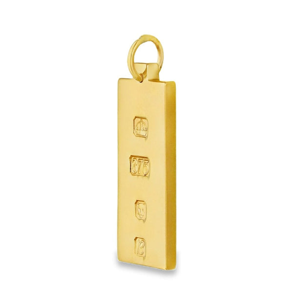 9ct Yellow Gold Heavy Ingot Pendant - 19x48x3.5mm - 34.2g