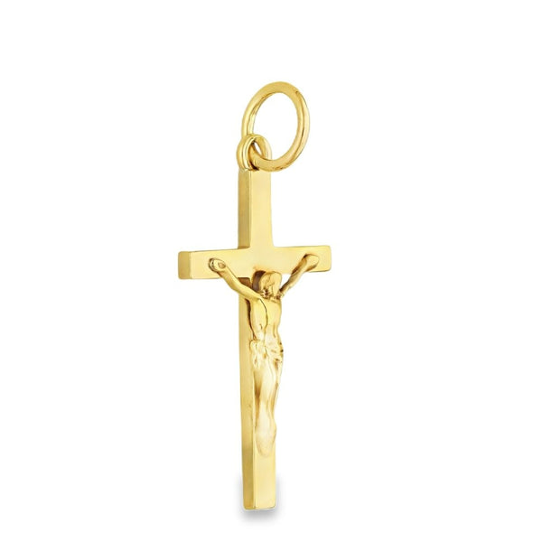 9ct Yellow Gold Small Crucifix Pendant - 14x29x3mm - 1.8g
