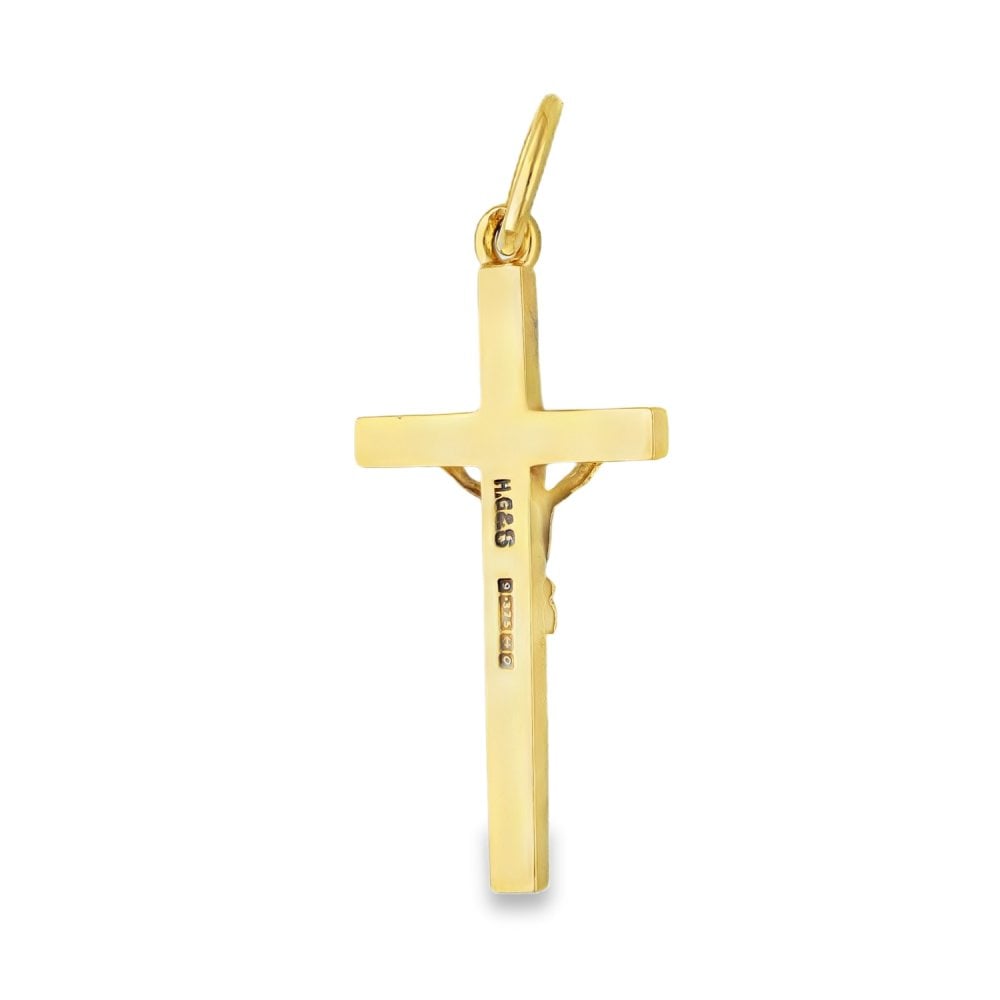 9ct Yellow Gold Small Crucifix Pendant - 14x29x3mm - 1.8g