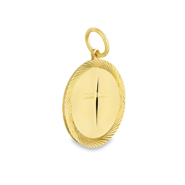 9ct Yellow Gold Disc Cross Pendant - 20x22x1mm - 3.2g