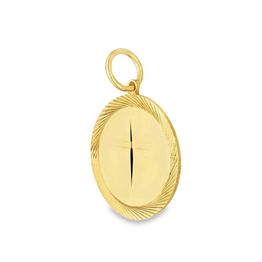 9ct Yellow Gold Disc Cross Pendant - 20x22x1mm - 3.2g