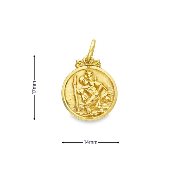 9ct Yellow Gold St. Christopher Pendant - 14x17x1.5mm - 1.8g