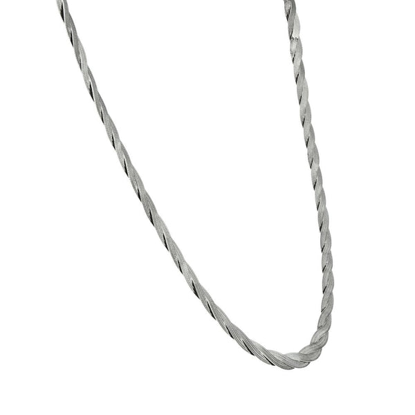 9ct White Gold Flat Twist Necklace - 17" - 8.8g