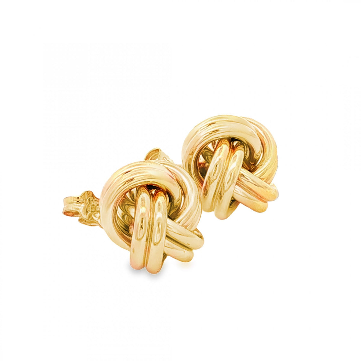 9ct Yellow Gold Large Knot Stud Earrings - 14x14x10mm - 2.7g