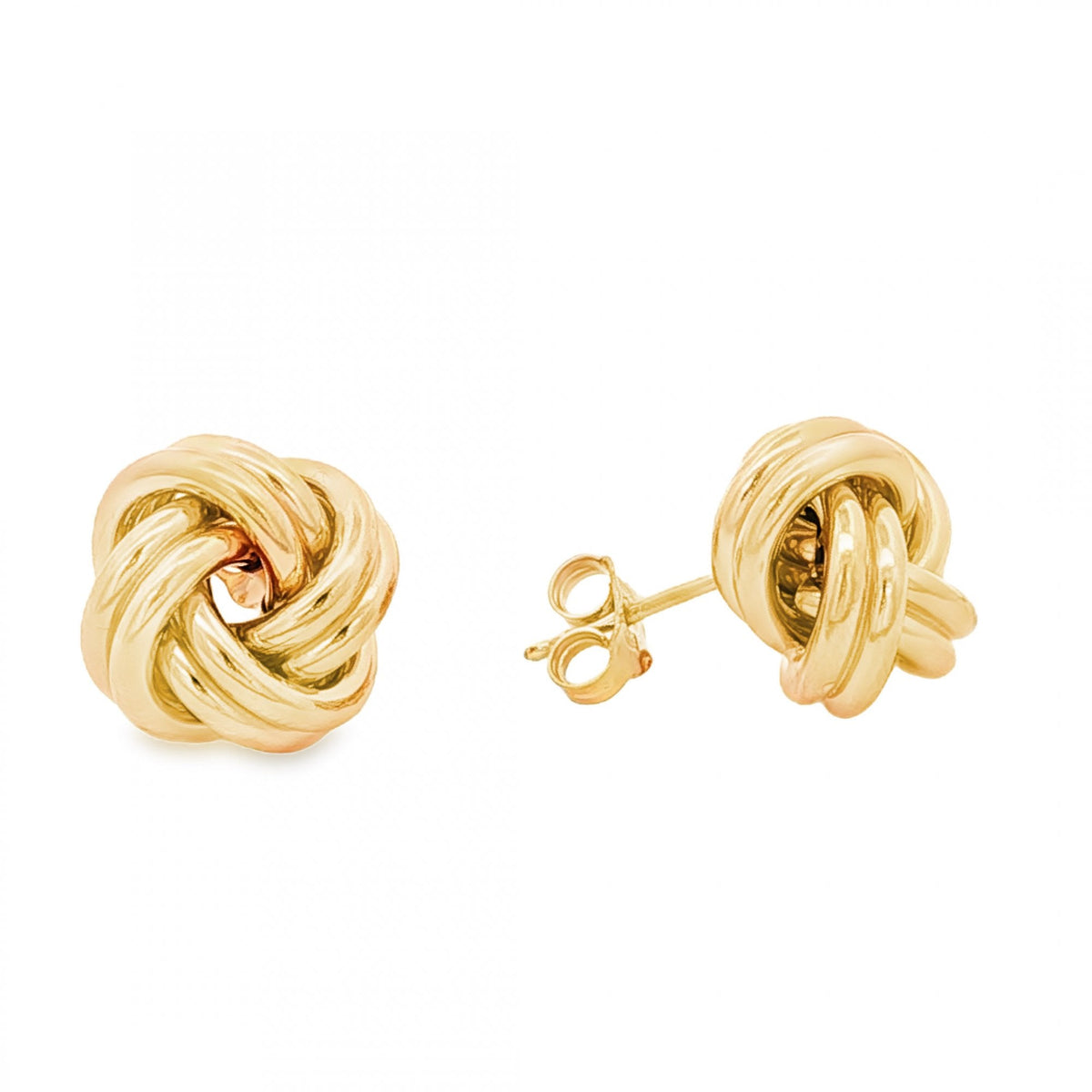 9ct Yellow Gold Large Knot Stud Earrings - 14x14x10mm - 2.7g