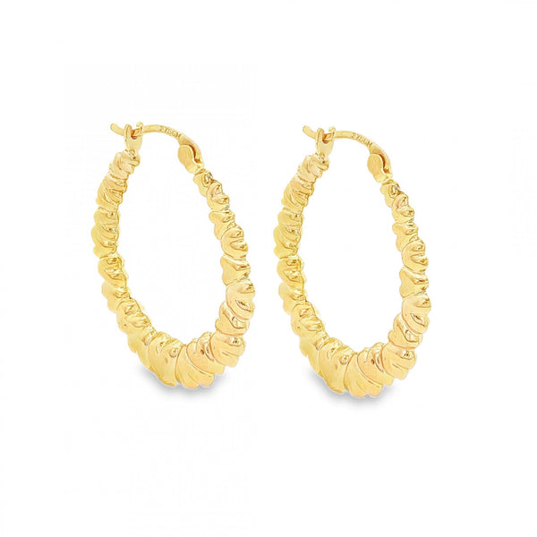 9ct Yellow Gold Graduated Heart Hoop Earrings - 24x28x3mm - 1.6g