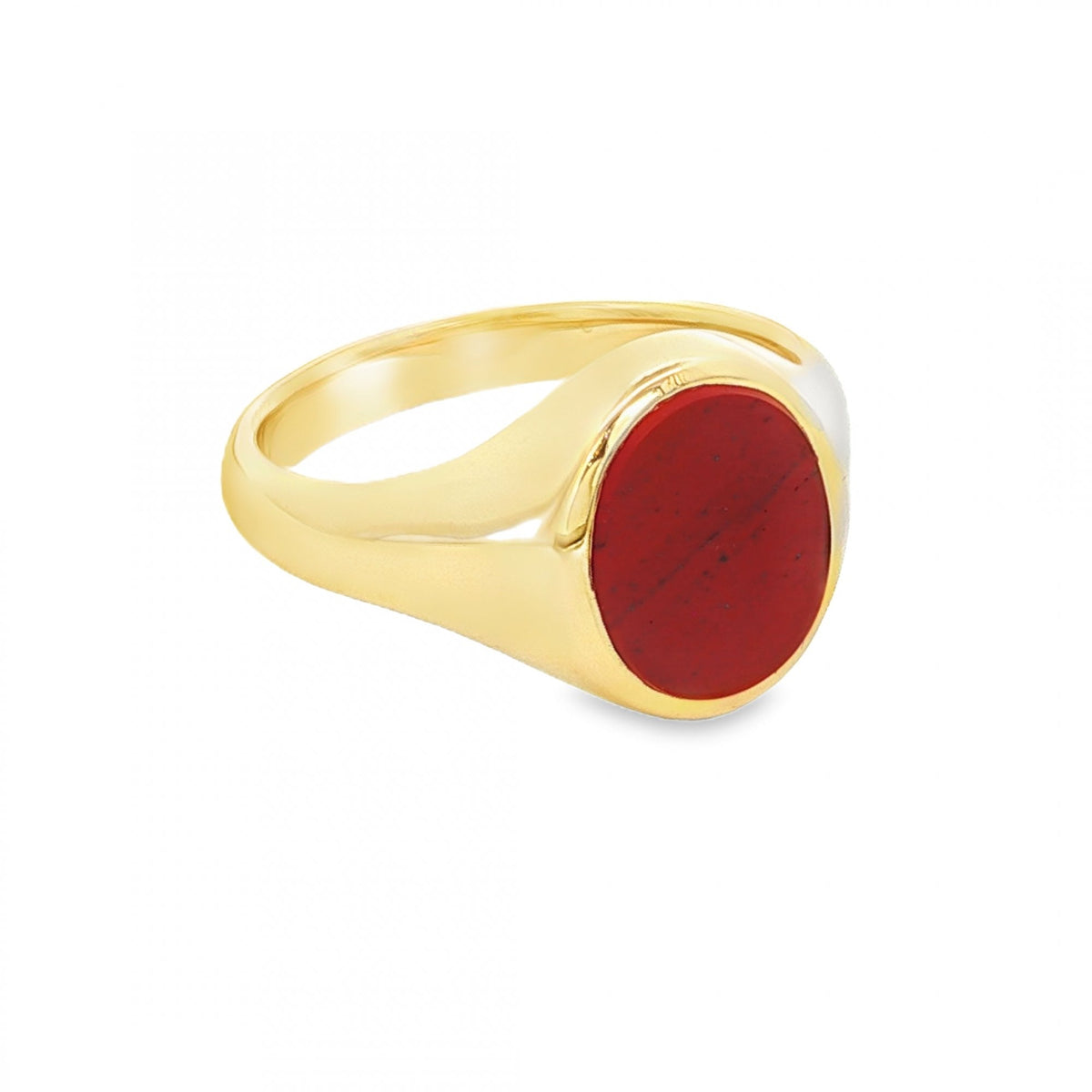 9ct Yellow Gold Oval Carnelian Signet Ring - Size S - 13mm