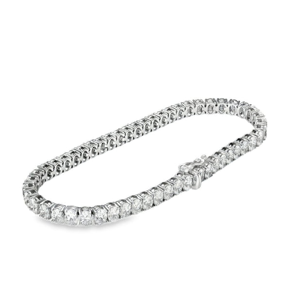 11.00ct White Gold Oval-Cut Diamond Tennis Bracelet - D/VVS1/2