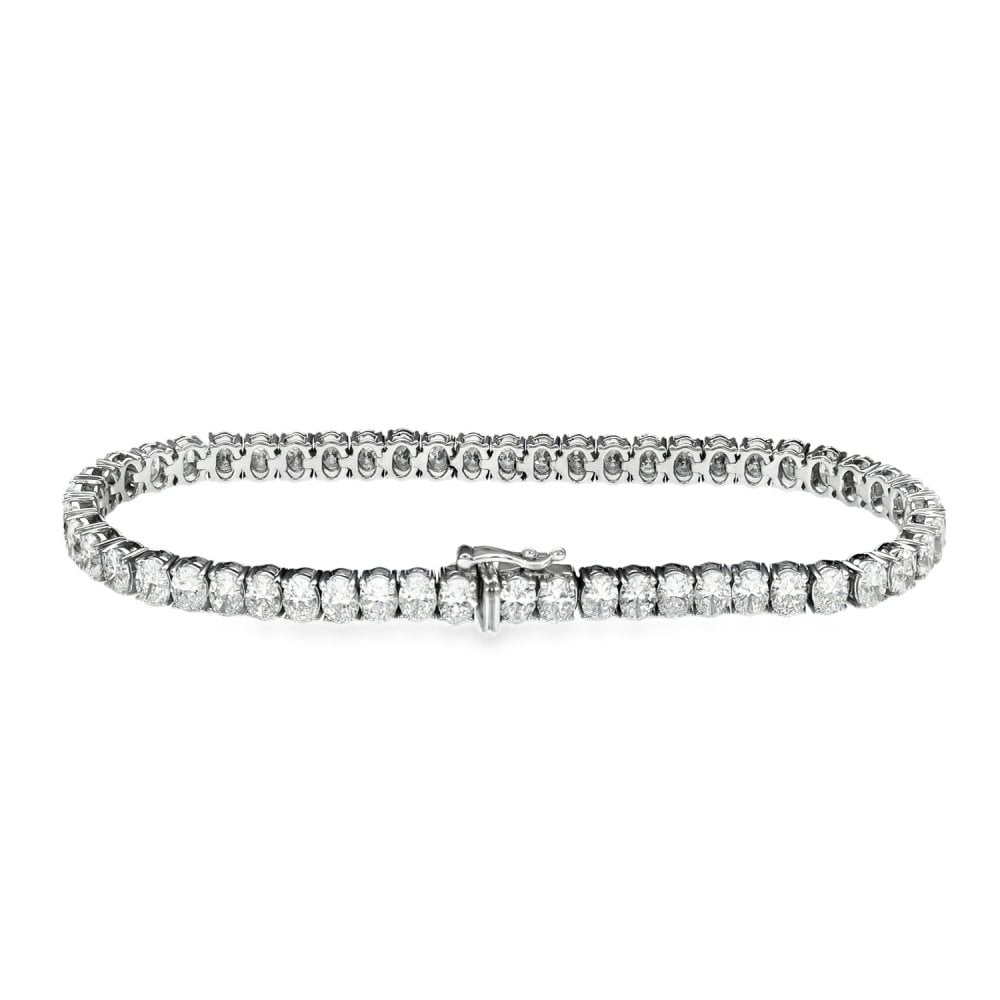11.00ct White Gold Oval-Cut Diamond Tennis Bracelet - D/VVS1/2