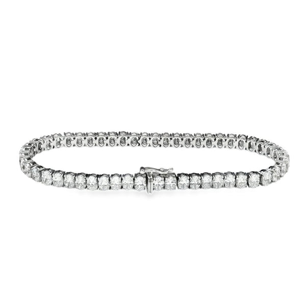 11.00ct White Gold Oval-Cut Diamond Tennis Bracelet - D/VVS1/2