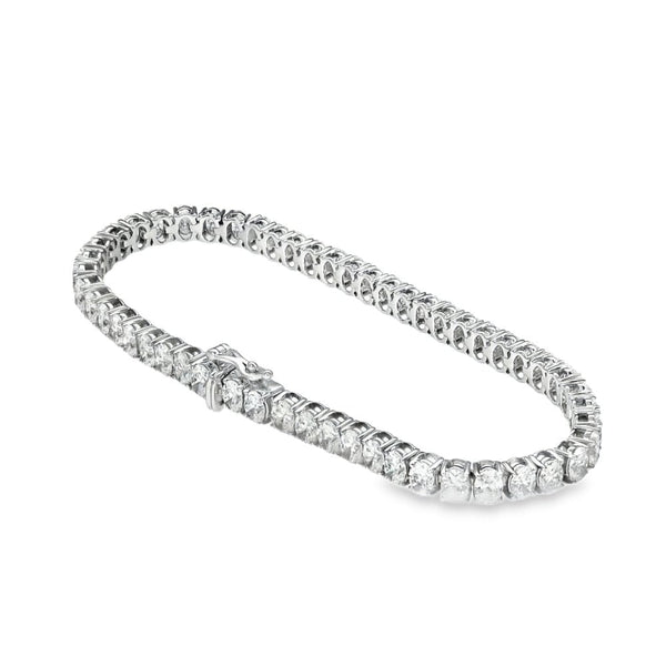 11.00ct White Gold Oval-Cut Diamond Tennis Bracelet - D/VVS1/2