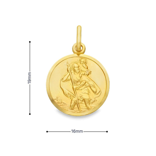 9ct Yellow Gold St. Christopher Pendant - 16x19x1.5mm - 2.5g