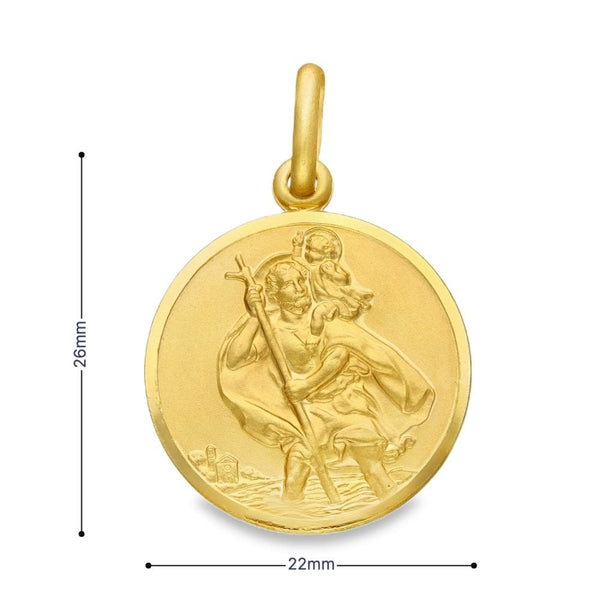9ct Yellow Gold St. Christopher Pendant - 22x26x2mm - 5.6g