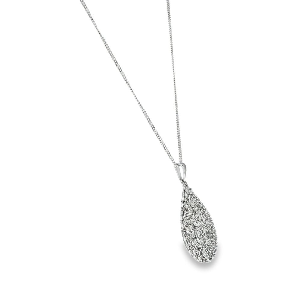 9ct White Gold Diamond Pear Cluster Pendant & Necklace - 2.00ct
