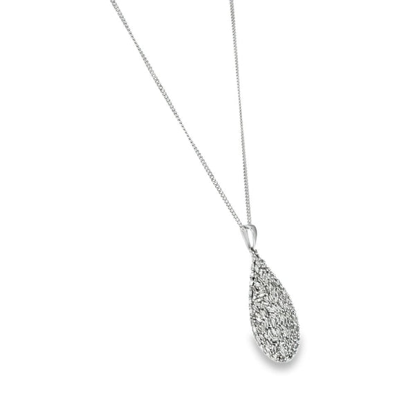 9ct White Gold Diamond Pear Cluster Pendant & Necklace - 2.00ct