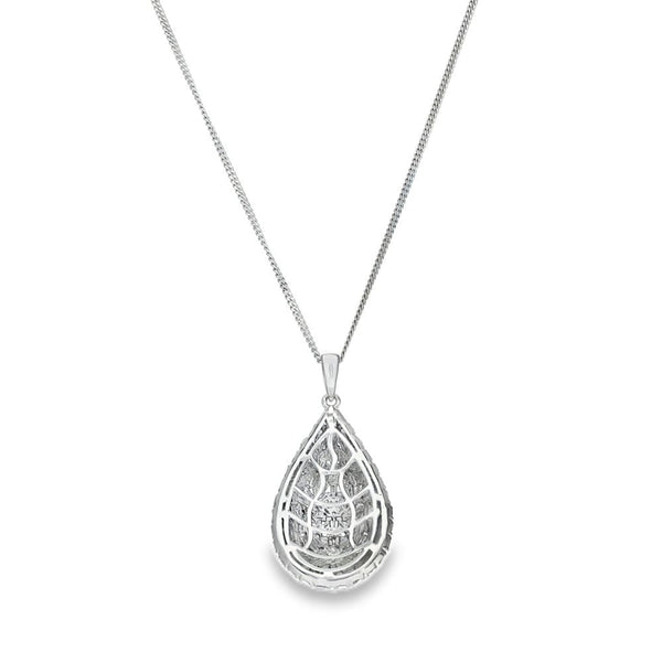 9ct White Gold Diamond Pear Cluster Pendant & Necklace - 2.00ct