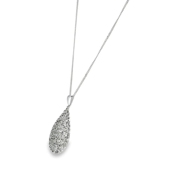 9ct White Gold Diamond Pear Cluster Pendant & Necklace - 2.00ct