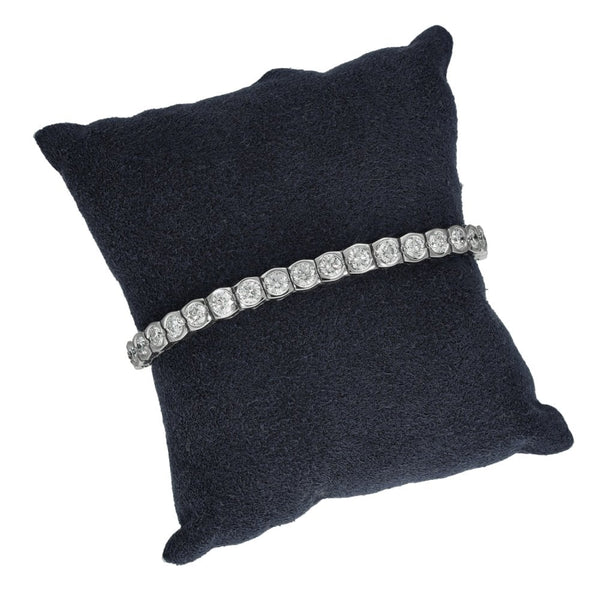 18ct White Gold Diamond Tennis Bracelet - 8.5" - 35.9g - 10.95ct