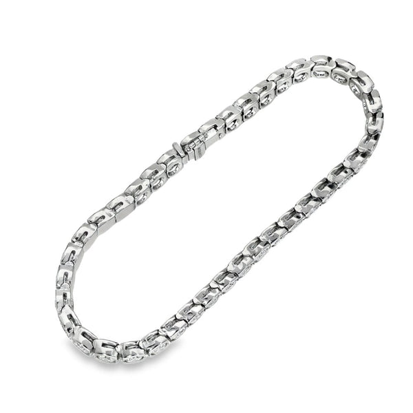 18ct White Gold Diamond Tennis Bracelet - 8.5" - 35.9g - 10.95ct