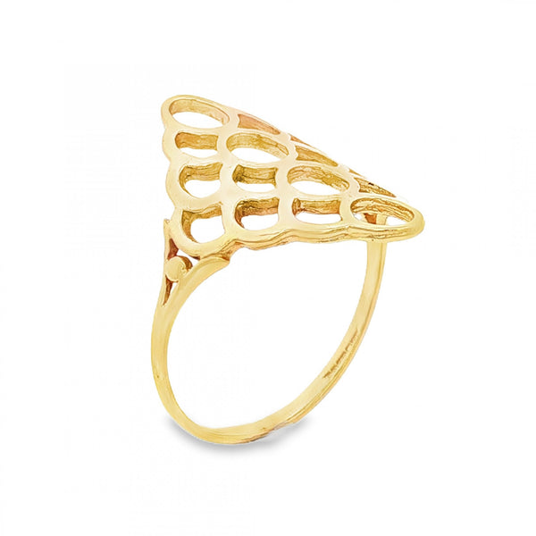 9ct Yellow Gold Filigree Dress Ring - Size S - 25mm