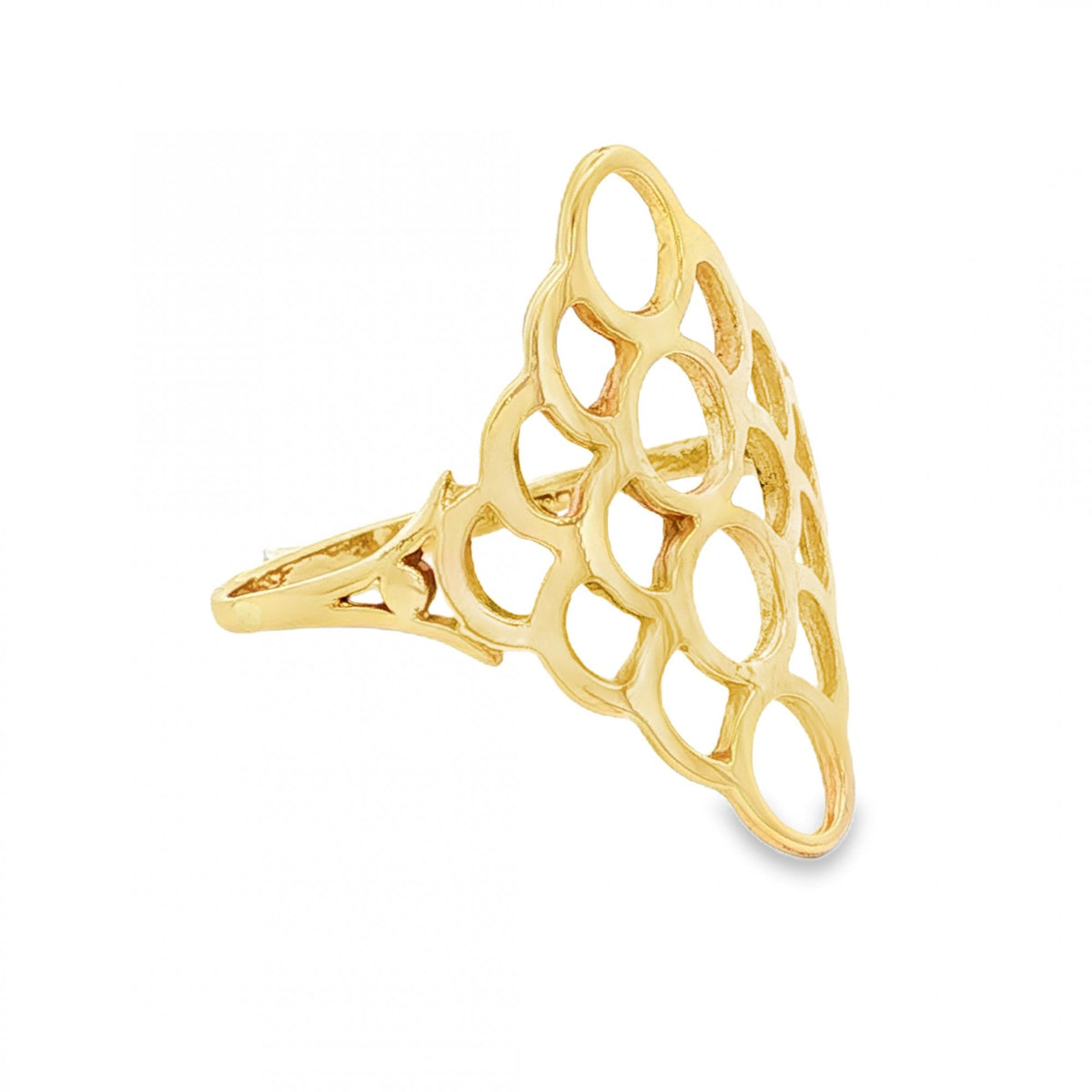 9ct Yellow Gold Filigree Dress Ring - Size S - 25mm