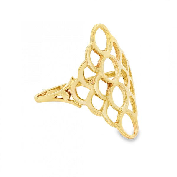 9ct Yellow Gold Filigree Dress Ring - Size S - 25mm