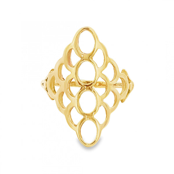 9ct Yellow Gold Filigree Dress Ring - Size S - 25mm