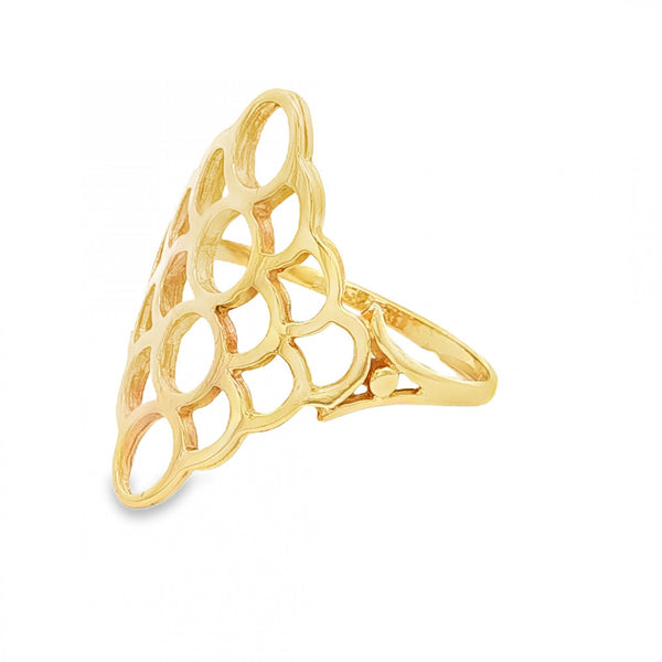 9ct Yellow Gold Filigree Dress Ring - Size S - 25mm