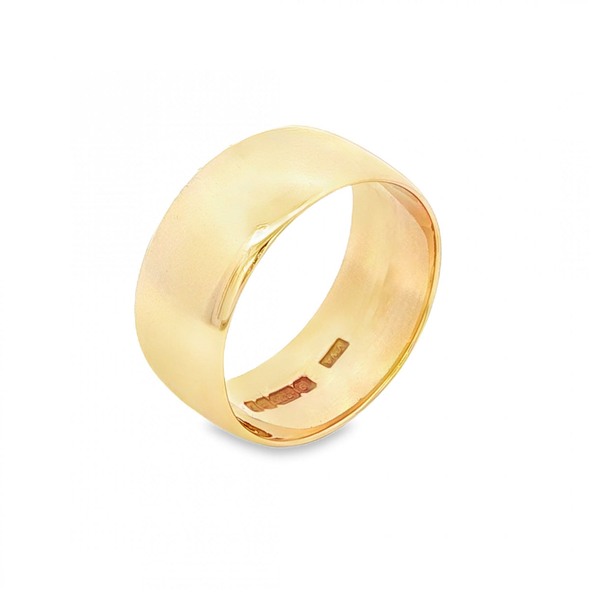 9ct Yellow Gold D-Shape Wedding Band - Size Q - 9mm
