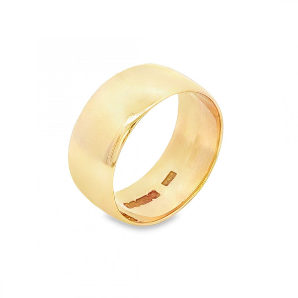 9ct Yellow Gold D-Shape Wedding Band - Size Q - 9mm
