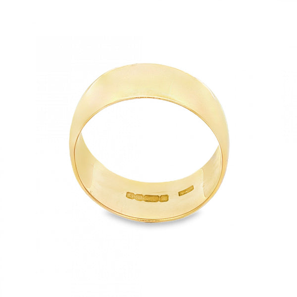 9ct Yellow Gold D-Shape Wedding Band - Size Q - 9mm